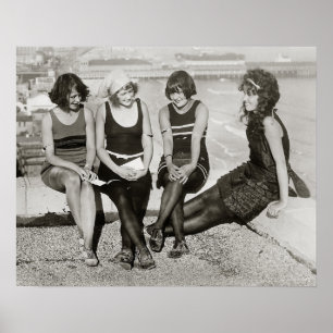 Meisjes op het strand van Atlantic City, 1922. Oud Poster
