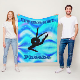 Meisjes op maat turnen blauw groene fleece deken