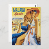 Meisjes op Malaga Beach, Spanje Briefkaart (Voorkant / Achterkant)