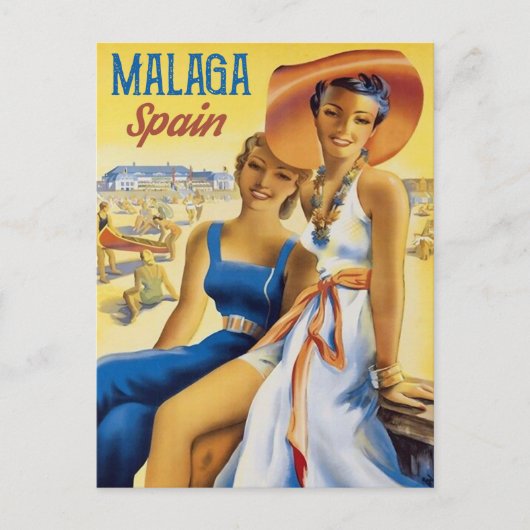 Meisjes op Malaga Beach, Spanje Briefkaart (Voorkant)