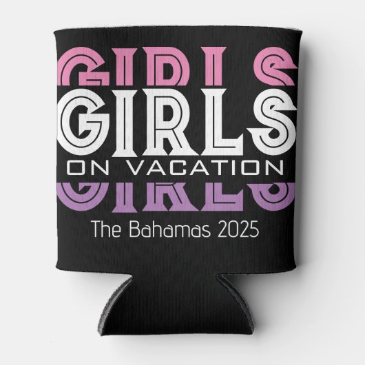 Meisjes op vakantie gepersonaliseerd blikjeskoeler (Voorkant)