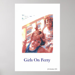 Meisjes op veerboot poster