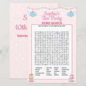Meisjes op verjaardag Tea Party Word Search (Voorkant / Achterkant)