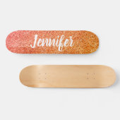 Meisjes Oranje Glitter Gepersonaliseerde Kinderen Persoonlijk Skateboard (Horizontaal)