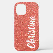 Meisjes Oranje Glitter Name Persoonlijk Case-Mate iPhone Case (Achterkant)