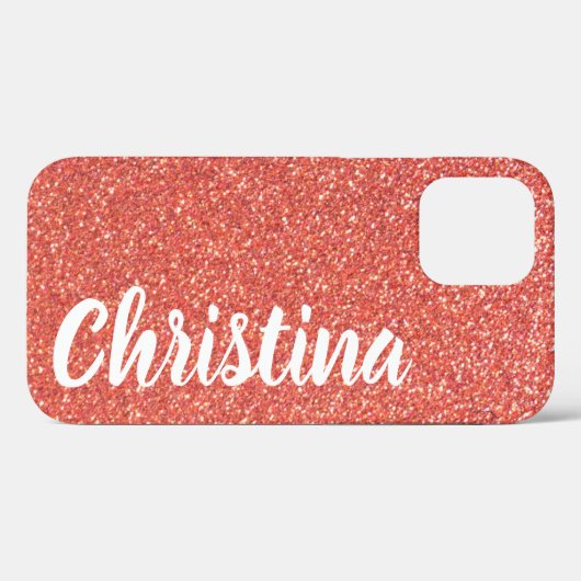 Meisjes Oranje Glitter Name Persoonlijk Case-Mate iPhone Case (Achterkant (horizontaal))