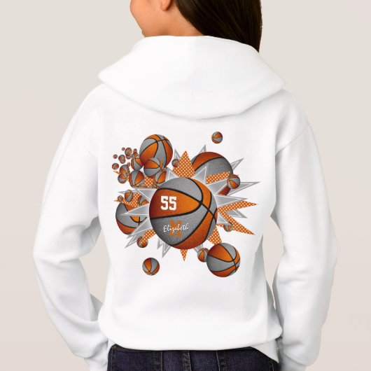 Meisjes oranje grijze basketballen (Achterkant)