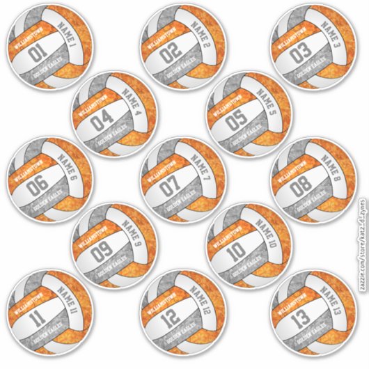 meisjes - oranje volleybalspeler 13 sticker (Voorkant)
