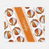 Meisjes oranje wit basketbalveld mijn happy place fleece deken (Voorkant (Horizontaal))