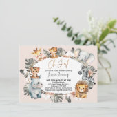 Meisjes Ovaal Lijst Boho Tropical Safari Baby show Kaart (Staand voorkant)