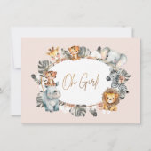 Meisjes Ovaal Lijst Boho Tropical Safari Baby show Kaart (Achterkant)