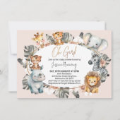 Meisjes Ovaal Lijst Boho Tropical Safari Baby show Kaart (Voorkant)