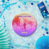 Meisjes over land met regenboog papieren bordje (Feest)