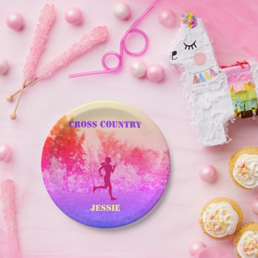 Meisjes over land met regenboog papieren bordje (Feest)