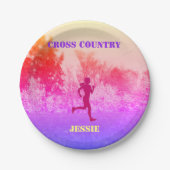 Meisjes over land met regenboog papieren bordje (Voorkant)