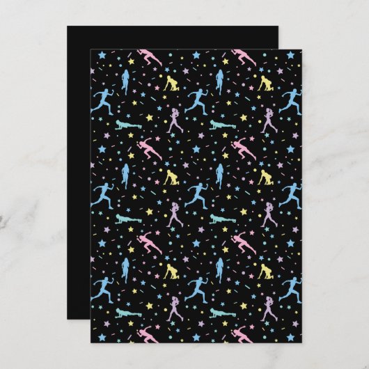 Meisjes over land, trackveld, marathonloper feestdagenkaart (Voorkant / Achterkant)