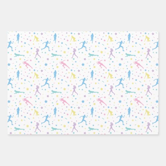 Meisjes over land, trackveld, marathonloper inpakpapier vel (Voorkant 3)