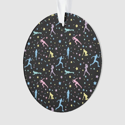 Meisjes over land, trackveld, marathonloper ornament (voorkant)