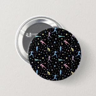 Meisjes over land, trackveld, marathonloper ronde button 5,7 cm