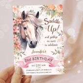 Meisjes Paard 2e Verjaardag Bloemen Wild Saddle Up Kaart