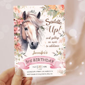 Meisjes Paard 3e Verjaardag Bloemen Wild Saddle Up Kaart