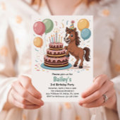 Meisjes Paard 3e Verjaardag Party Kaart