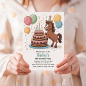 Meisjes Paard 5e Verjaardag Feest Kaart