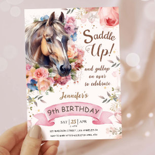 Meisjes Paard 9e Verjaardag Cowgirl Zadel omhoog! Kaart
