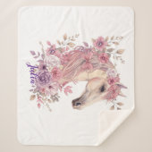 Meisjes Paard Pastel Sherpa Deken (Voorkant)