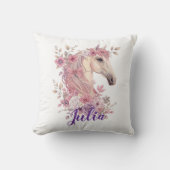 Meisjes Paard Pony Pastel Bloem Kussen (Voorkant)