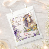 Meisjes Paard Verjaardagsfeest Paarse Bloemen Bedankzakje (Geknipt)