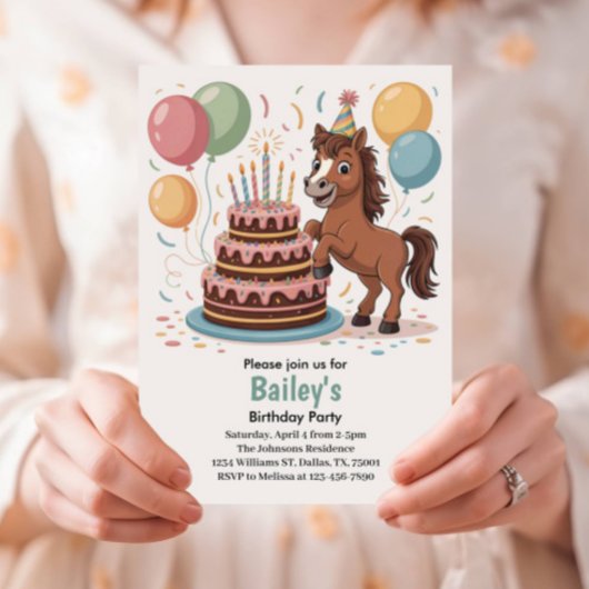 Meisjes Paard Verjaardagsfeestje Kaart