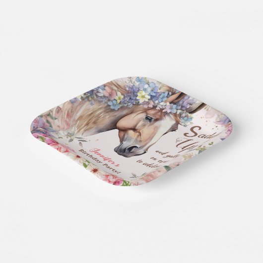 Meisjes Paard Verjaardagsfeestje Papier Borden Papieren Bordje (Gebogen)
