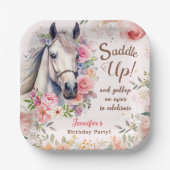 Meisjes Paard Verjaardagsfeestje Papier Borden Papieren Bordje (Voorkant)