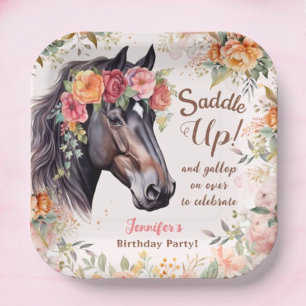 Meisjes Paard Verjaardagsfeestje Papier Borden Papieren Bordje