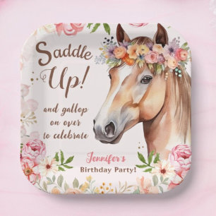 Meisjes Paard Verjaardagsfeestje Papier Borden Papieren Bordje