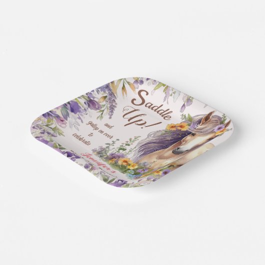 Meisjes Paard Verjaardagsfeestje Papier Borden Papieren Bordje (Gebogen)