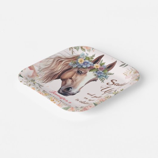 Meisjes Paard Verjaardagsfeestje Papier Borden Papieren Bordje (Gebogen)