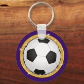 Meisjes Paars en goud, met voetbal gelijkgestelde  Sleutelhanger (Achterkant)