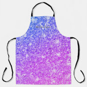 Meisjes Paars en Roze Glitter Monogram Naam Apr Schort (Voorkant)