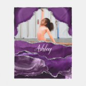 Meisjes Paars Glitter Persoonlijke Foto en Naam Fleece Deken (Voorkant)