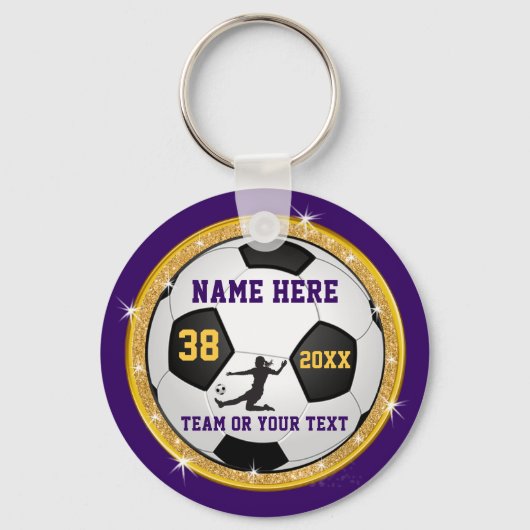 Meisjes Paars Gold Cheap Persoonlijke voetbalcadea Sleutelhanger (Voorkant)