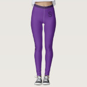 Meisjes Paars met naam en monogram Leggings (Voorkant)