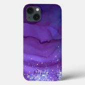 Meisjes Paars met Silver Glitter Monogrammed Case-Mate iPhone Case (Achterkant)