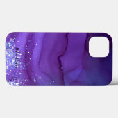 Meisjes Paars met Silver Glitter Monogrammed Case-Mate iPhone Case (Achterkant (horizontaal))