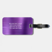 Meisjes Paars uitstrijken Glitter Brush Metal Mono Bagagelabel (Achterkant horizontaal)