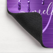 Meisjes Paars uitstrijken Glitter Brush Metal Mono Muismat (Hoek)