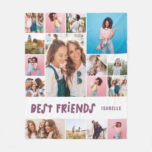 Meisjes paarse 16 foto beste vriend moderne simpel fleece deken (Voorkant)