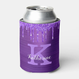 Meisjes Paarse Amethyst Glitter Drift Monogram Naa Blikjeskoeler
