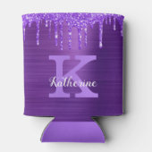 Meisjes Paarse Amethyst Glitter Drift Monogram Naa Blikjeskoeler (Achterkant)